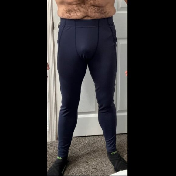 Baleaf Men's Yoga Pants with Pockets, Workout Compression Pants Men Blue Medium - Picture 3 of 3